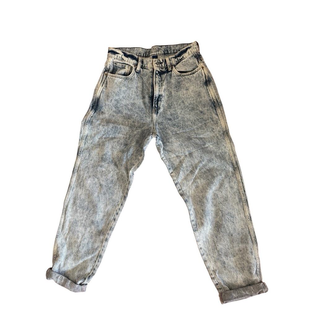 Arizona Jean Co. Highest Rise Mom Jean Women's 10 Blue Acid‎ Wash 5-Pocket